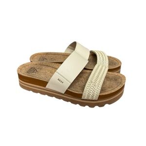 Reef Cushion Vista Hi Platform Vegan Leather Sandals, Cream, 9M